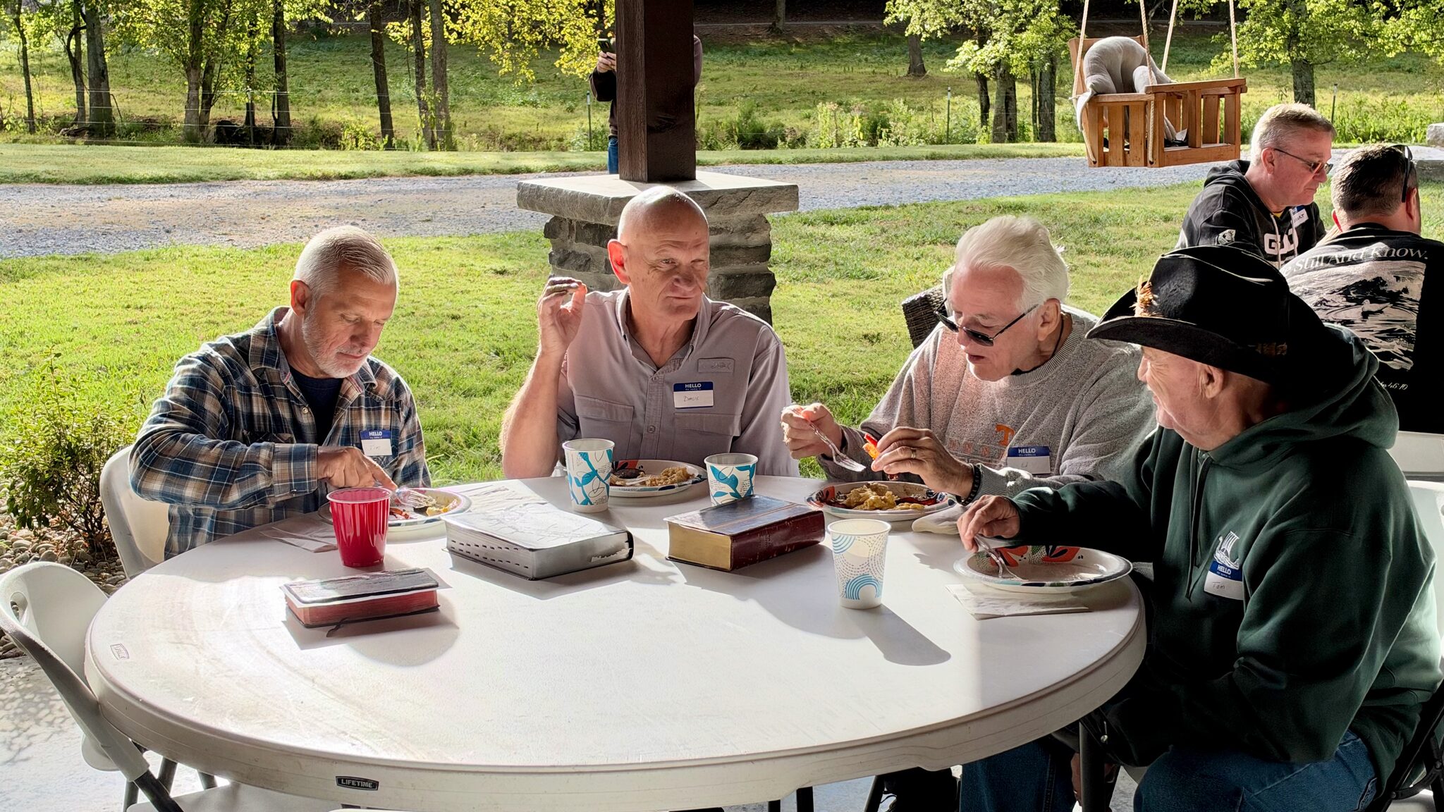 Men sharing breakfast and Scripture at the September 26, 2026 gathering